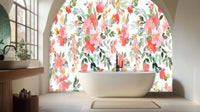 Aesthetic White Watercolor Bloom Arch wall mural 