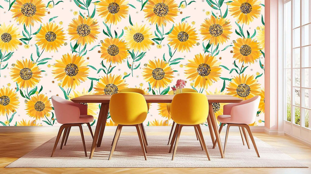 Golden Sunflower Bloom wallpaper mural - XWALLX