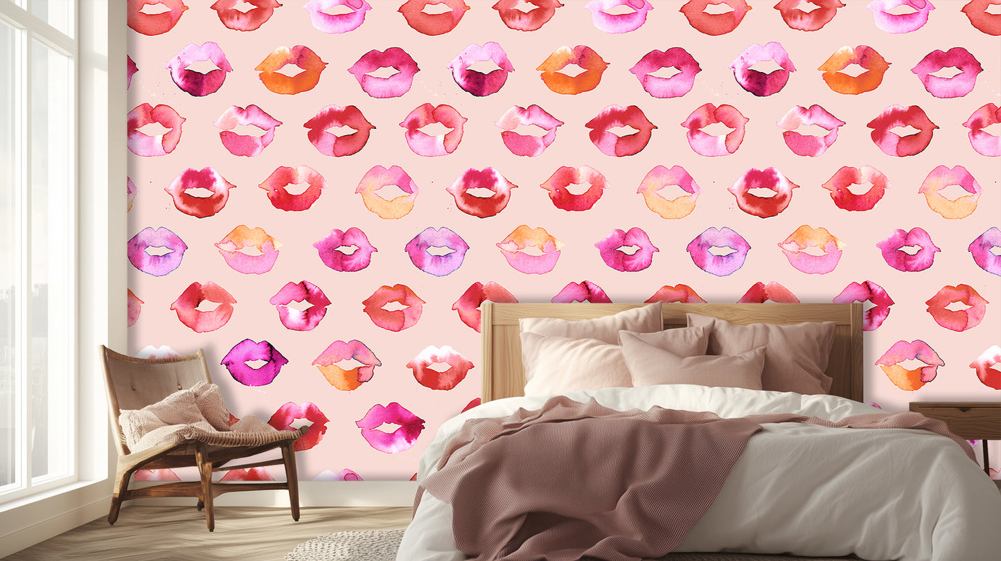 Watercolor Kiss Lips wall art - XWALLX