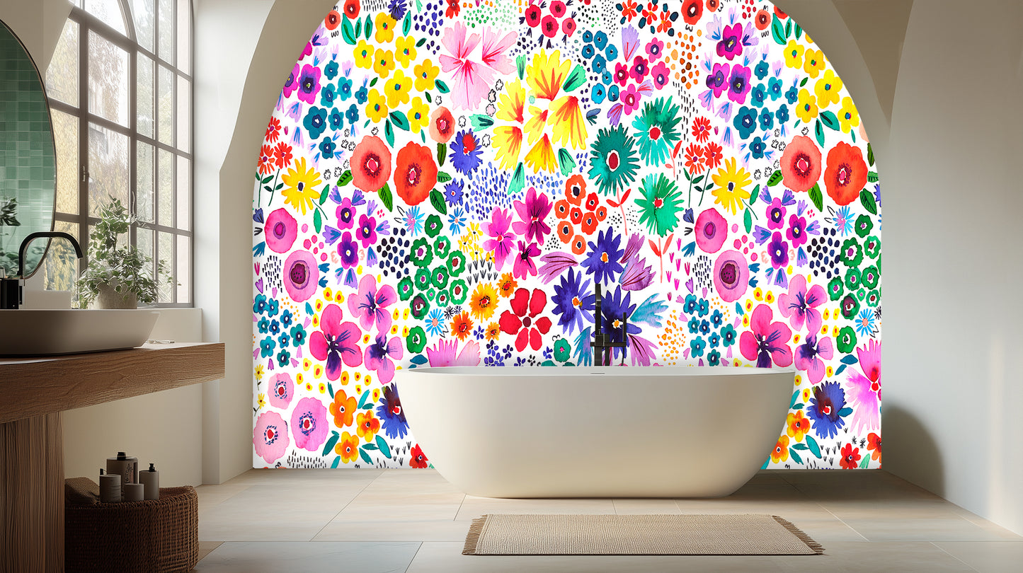 Vibrant Floral Explosion wall mural Mural wall mural - XWALLX