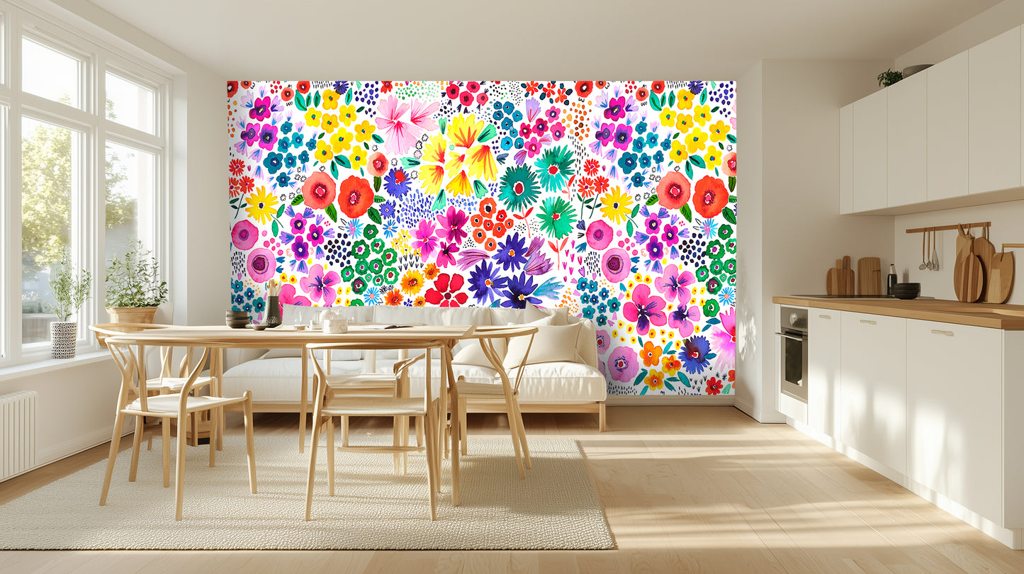 Vibrant Floral Explosion wall mural Mural wallpaper - XWALLX