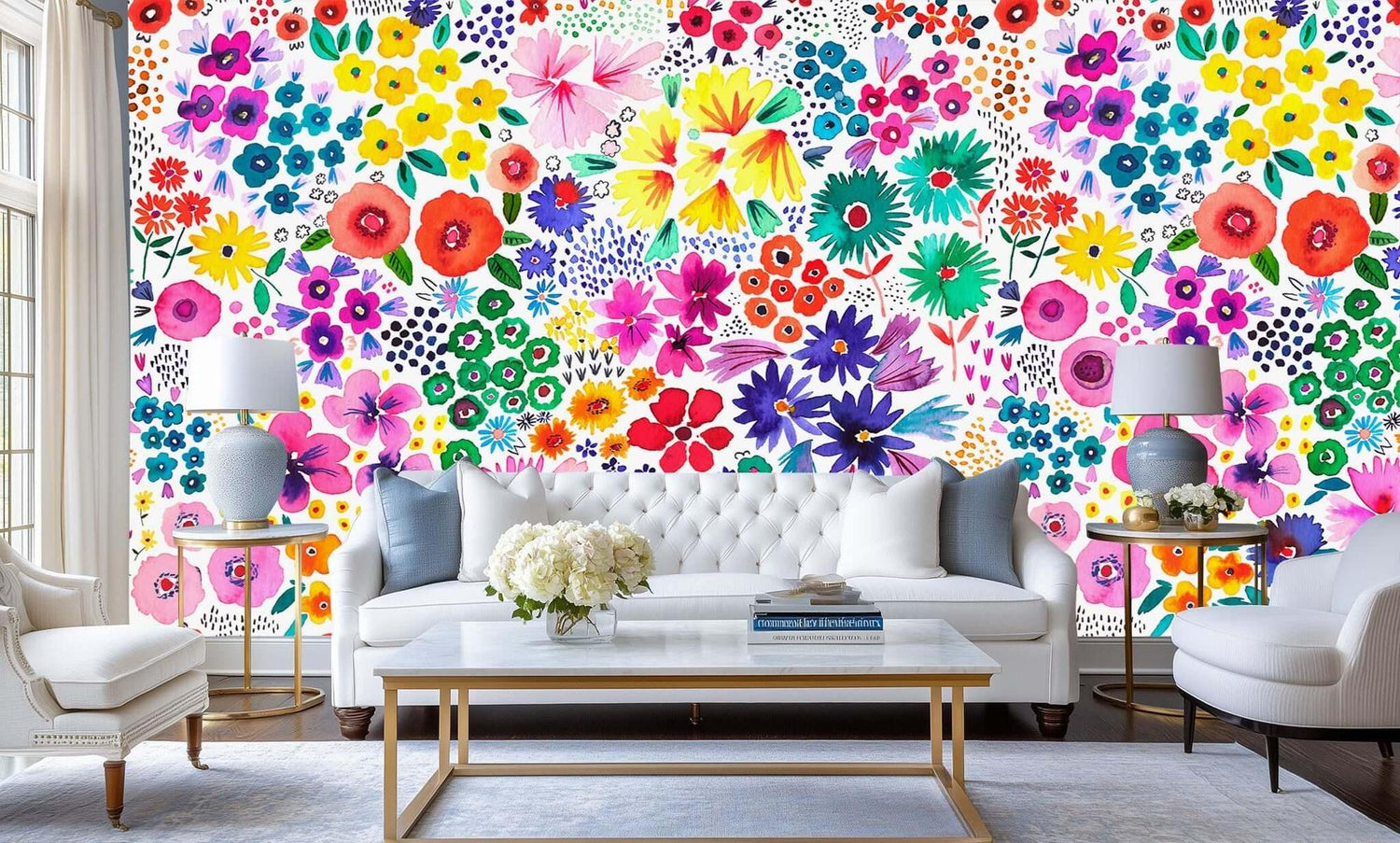 Vibrant Floral Explosion wall mural Mural wall decor - XWALLX