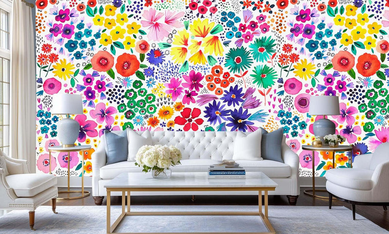 Vibrant Floral Explosion wall mural Mural wall decor - XWALLX