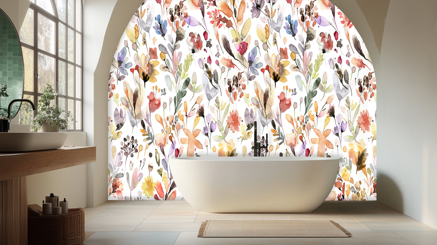 Whimsical Floral Watercolor wall mural - XWALLX