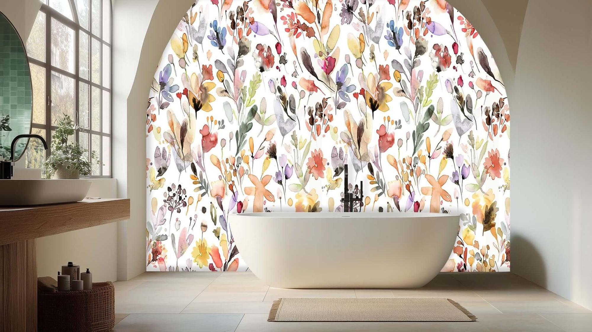 Şakacı Floral Suluboya Duvar posteri - XWALLX
