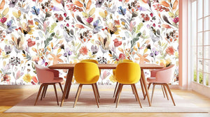 Whimsical Floral Watercolor wallpaper mural - XWALLX
