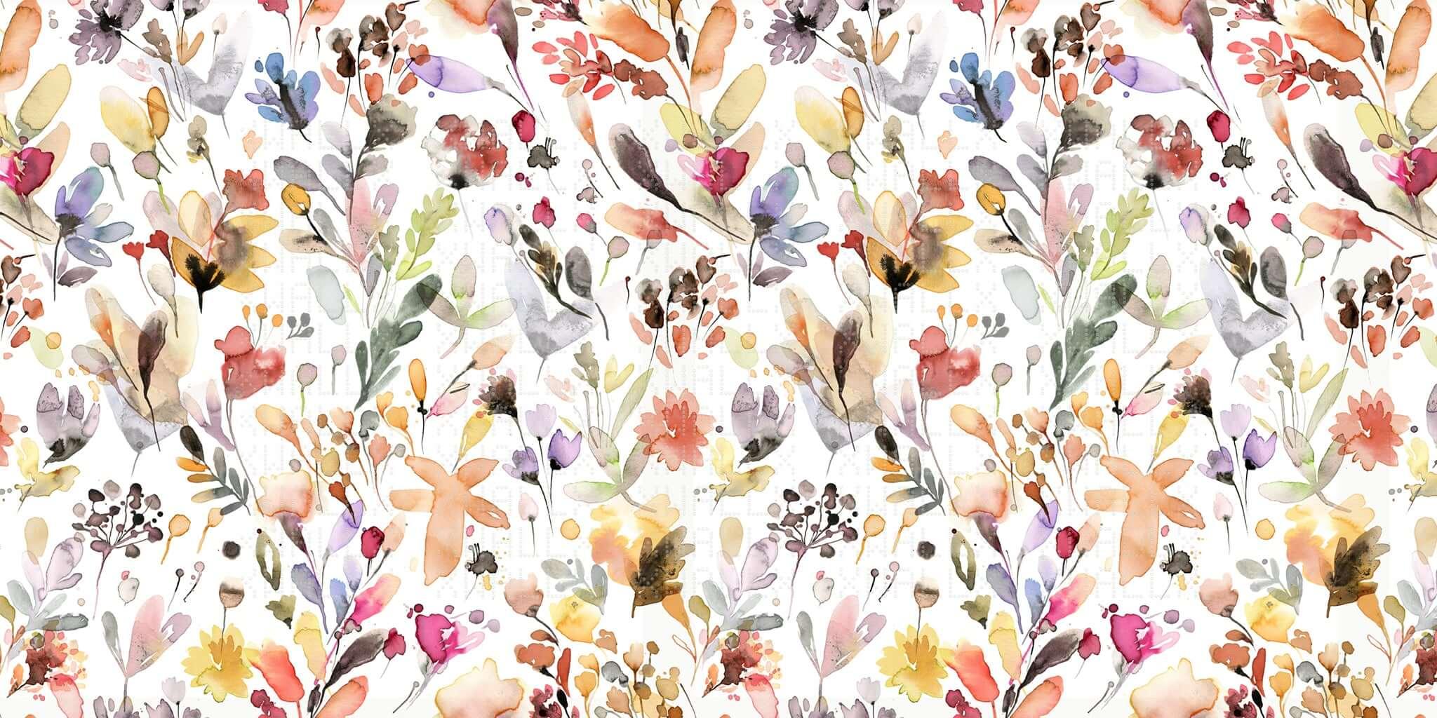 Whimsical Floral Watercolor Wall Mural