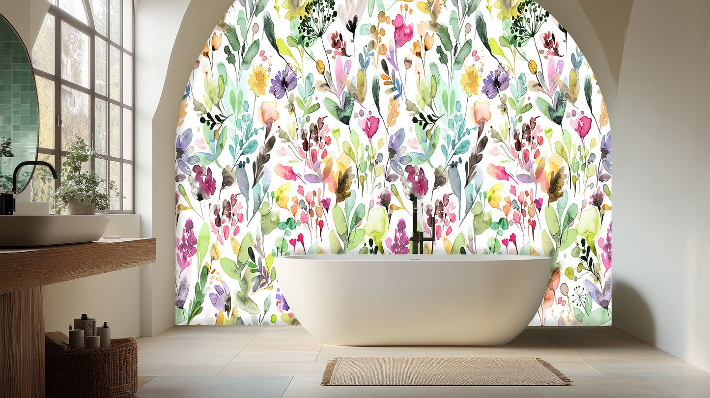 Vibrant Floral Watercolor wall mural - XWALLX