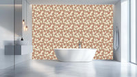 Cream beige floral wallpaper mural with soft natural blossoms