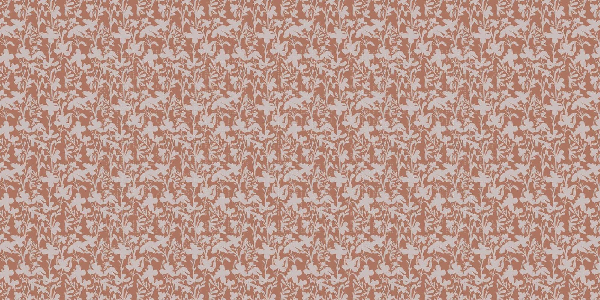 Terracotta Çiçek Silueti Poster Duvar Kağıdı
