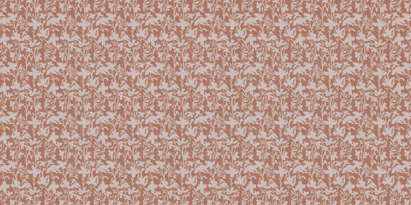 Terracotta Çiçek Silueti Poster Duvar Kağıdı - Sample