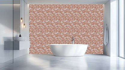 Terracotta Bloom Silhouette wallpaper mural - XWALLX