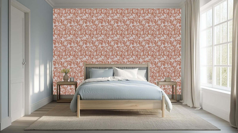 Terracotta Bloom Silhouette duvar kağıdı - XWALLX
