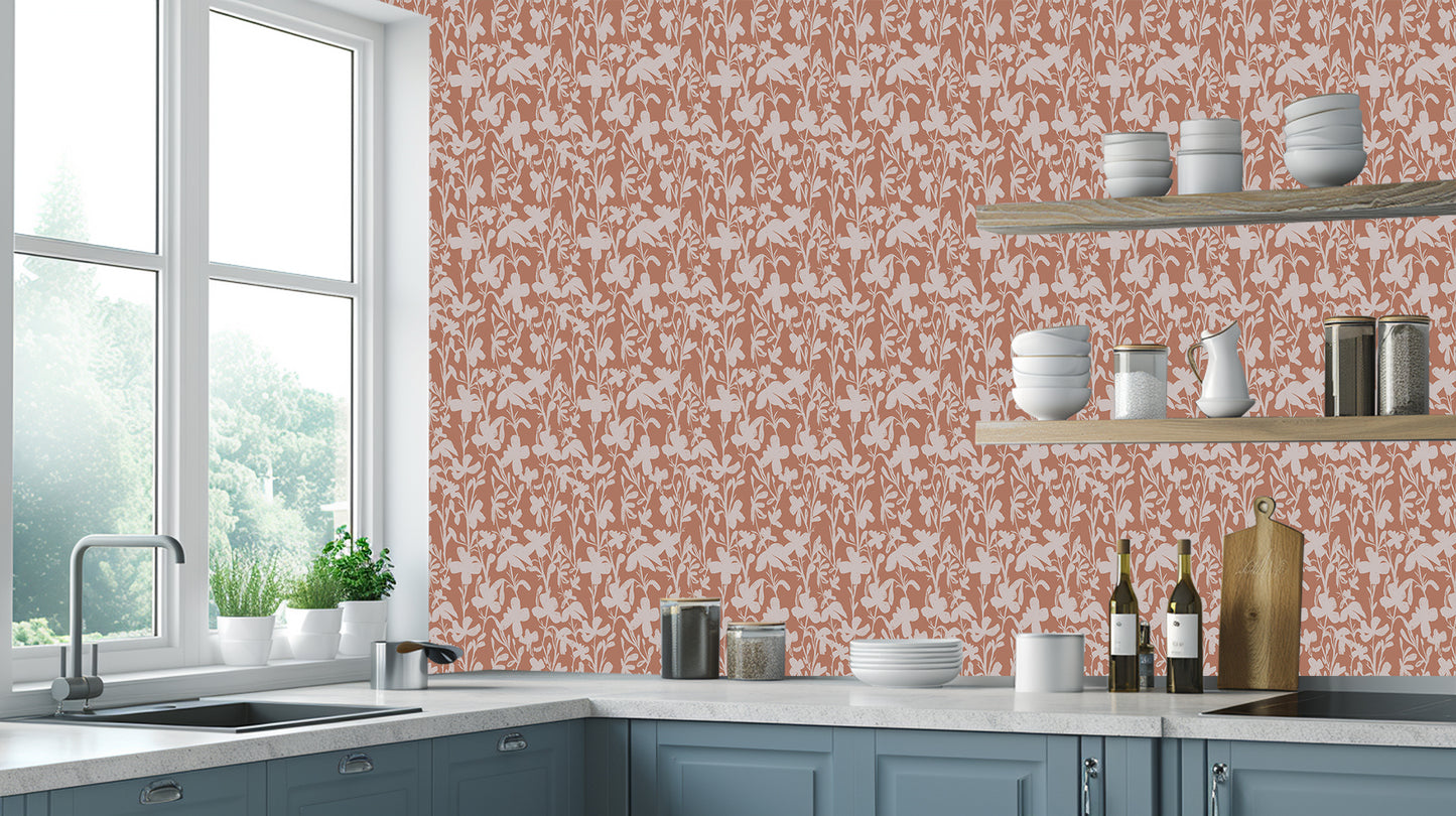 Terracotta Bloom Silhouette wall decor - XWALLX