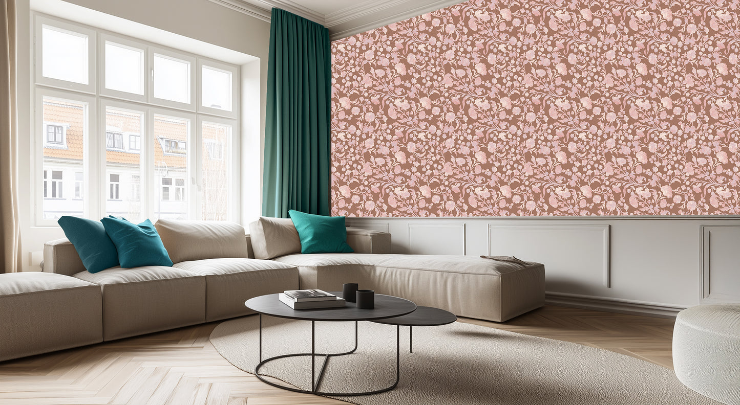 Blush Floral Vine wallcovering - XWALLX