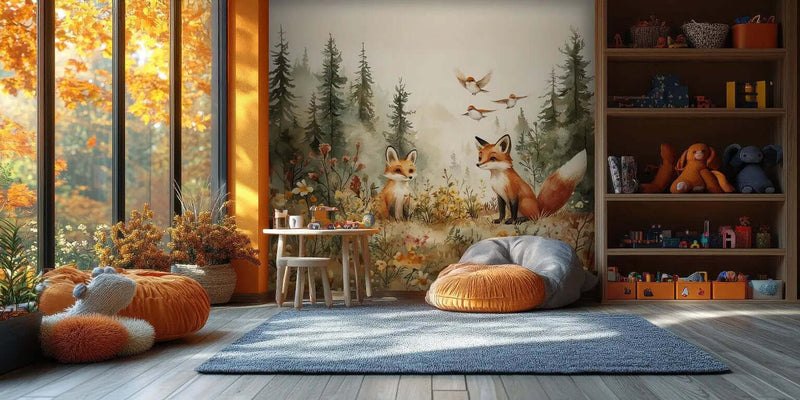 Foxs and Birds duvar sanatı - XWALLX