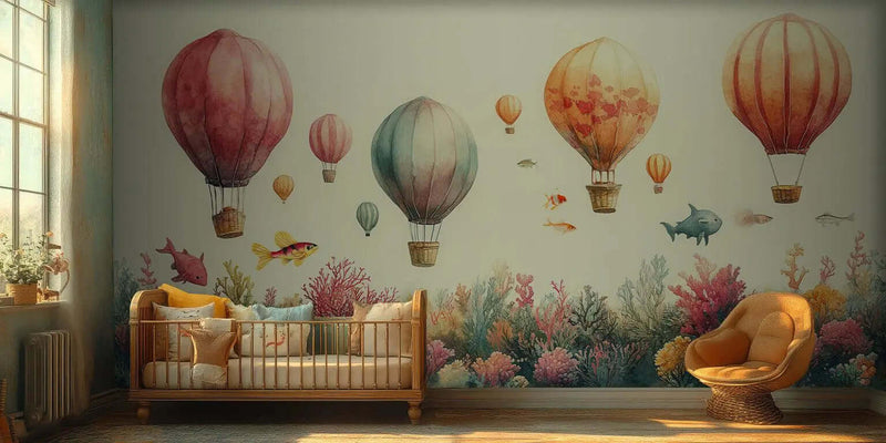 Büyülü Mercan Balon Yolculuğu duvar kağıdı - XWALLX