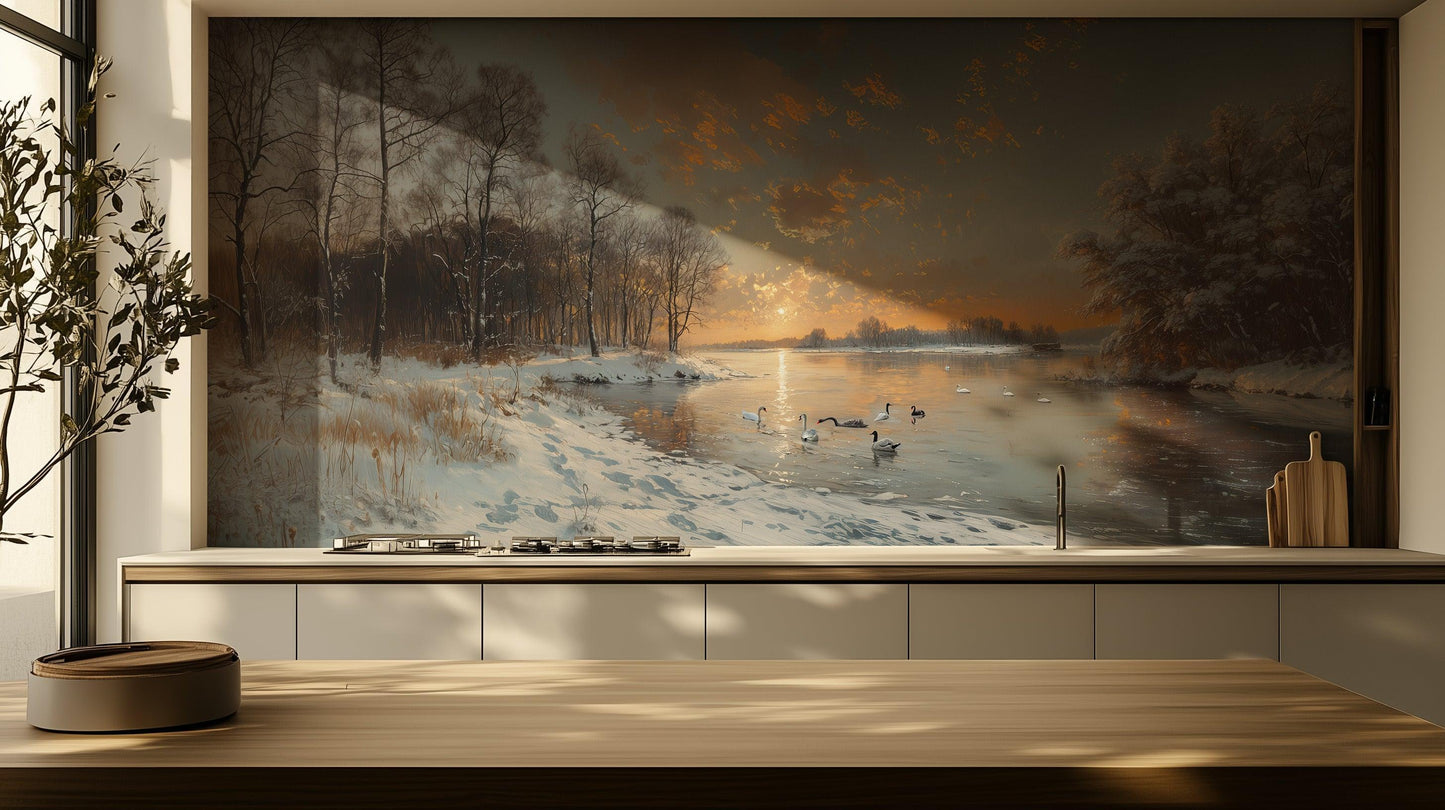 Winter Sunset wallpaper mural - XWALLX