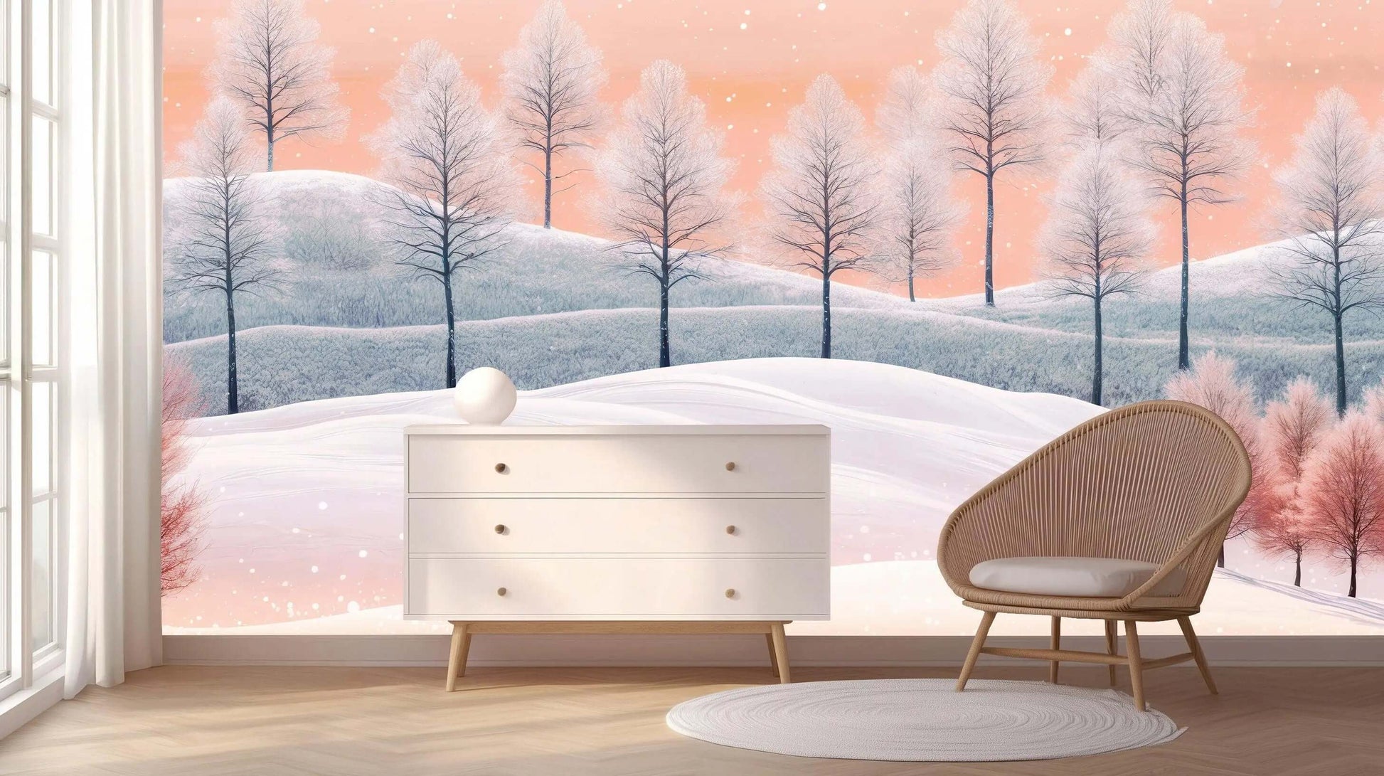 Pink Winter wallpaper mural - XWALLX