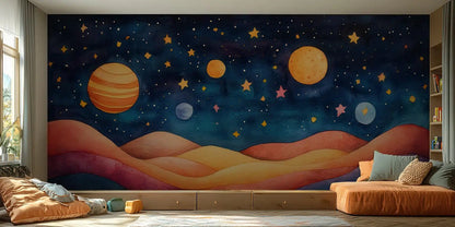 Planets and Stars wallpaper mural - XWALLX