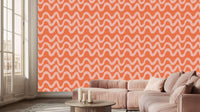 Waves of Warmth orange Abstract wallpaper mural for a creative office feature wall