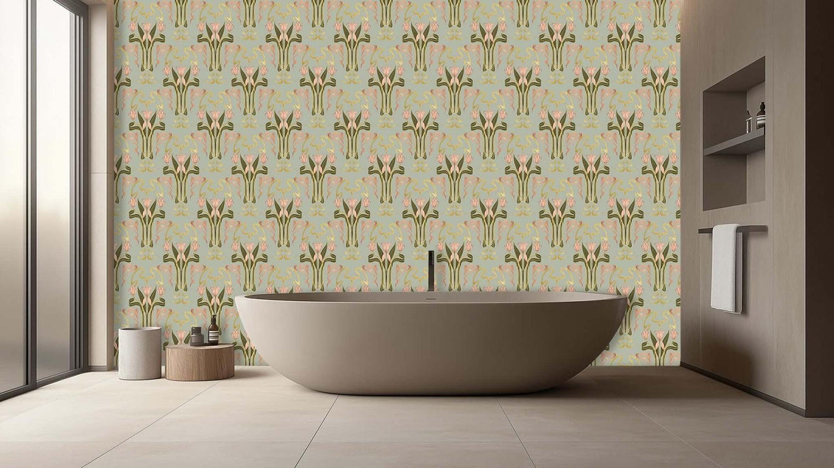 Artistic Floral Wall Mural for Serene Spaces wall mural - XWALLX