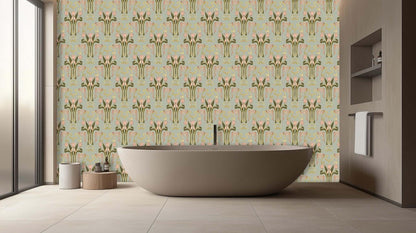 Artistic Floral Wall Mural for Serene Spaces wall mural - XWALLX