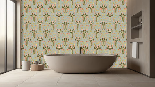 Artistic Floral Wall Mural for Serene Spaces wall mural - XWALLX