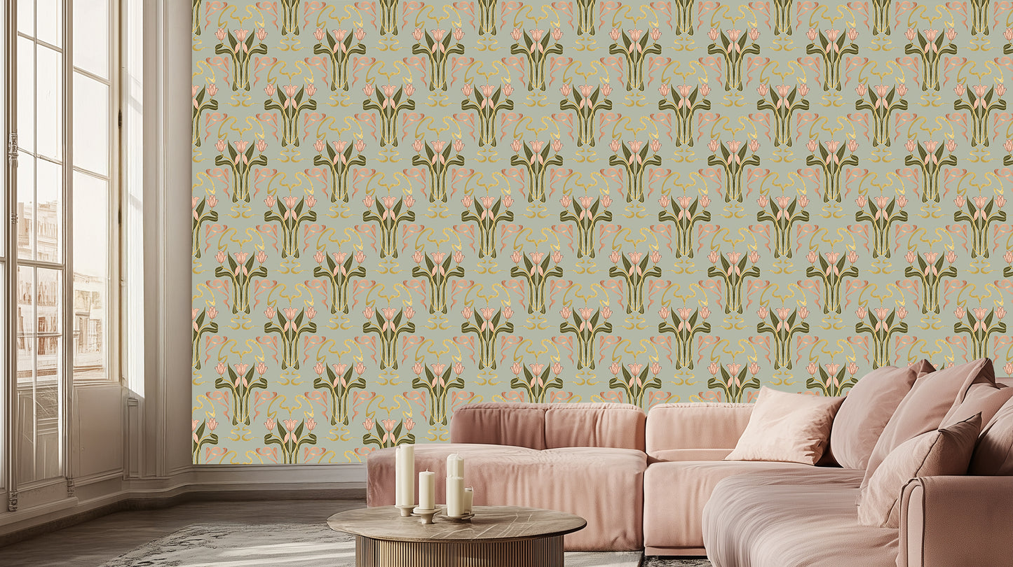 Artistic Floral Wall Mural for Serene Spaces wall art - XWALLX