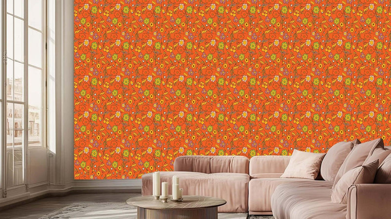 Vibrant Floral Explosion wall mural Mural wall decor - XWALLX