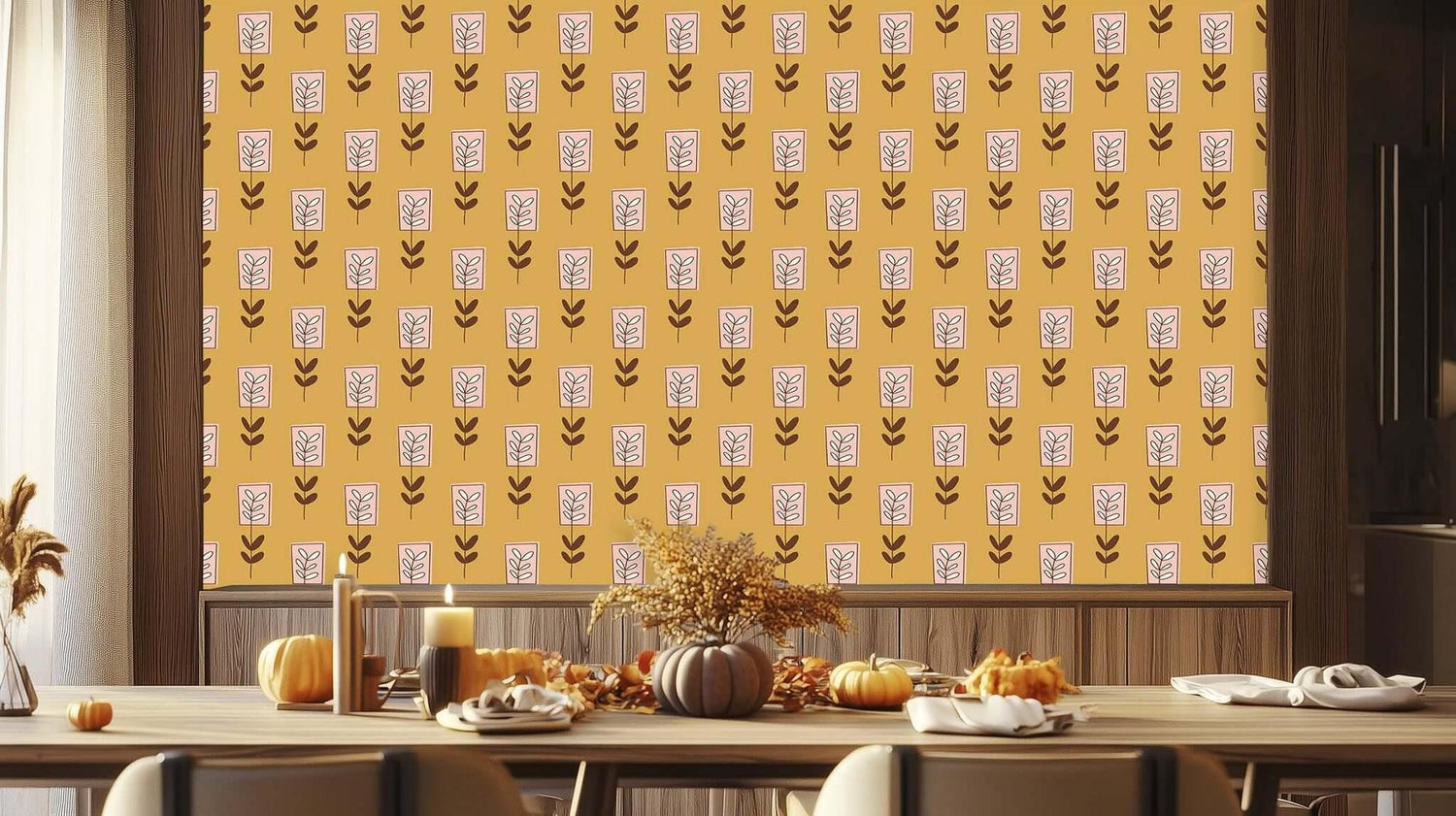 Şık Floral Motif duvar kağıdı - XWALLX