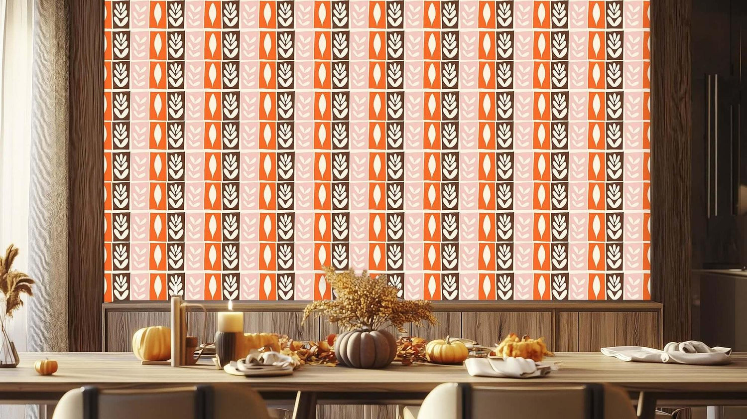 Chic Leaf Pattern wall mural Mural wallpaper - XWALLX