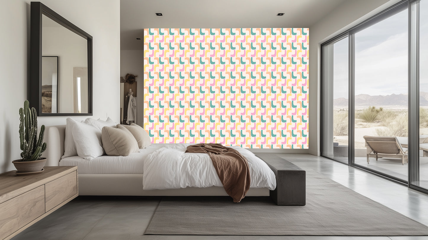 Curvy Pastel Patterns wall mural Mural wallpaper mural - XWALLX