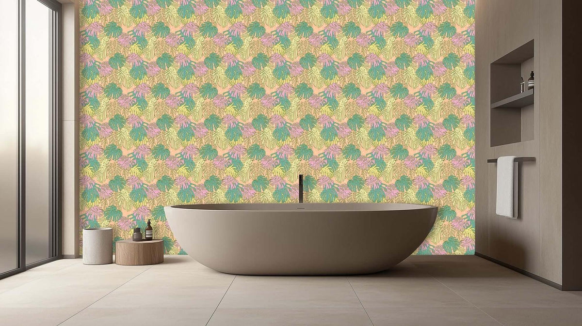 Tropical Monstera Delight wall mural - XWALLX