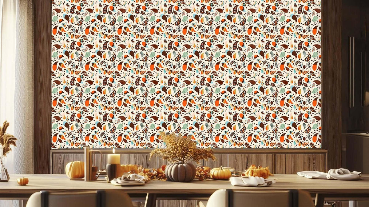 Whimsical Botanical Shapes wallpaper mural - XWALLX
