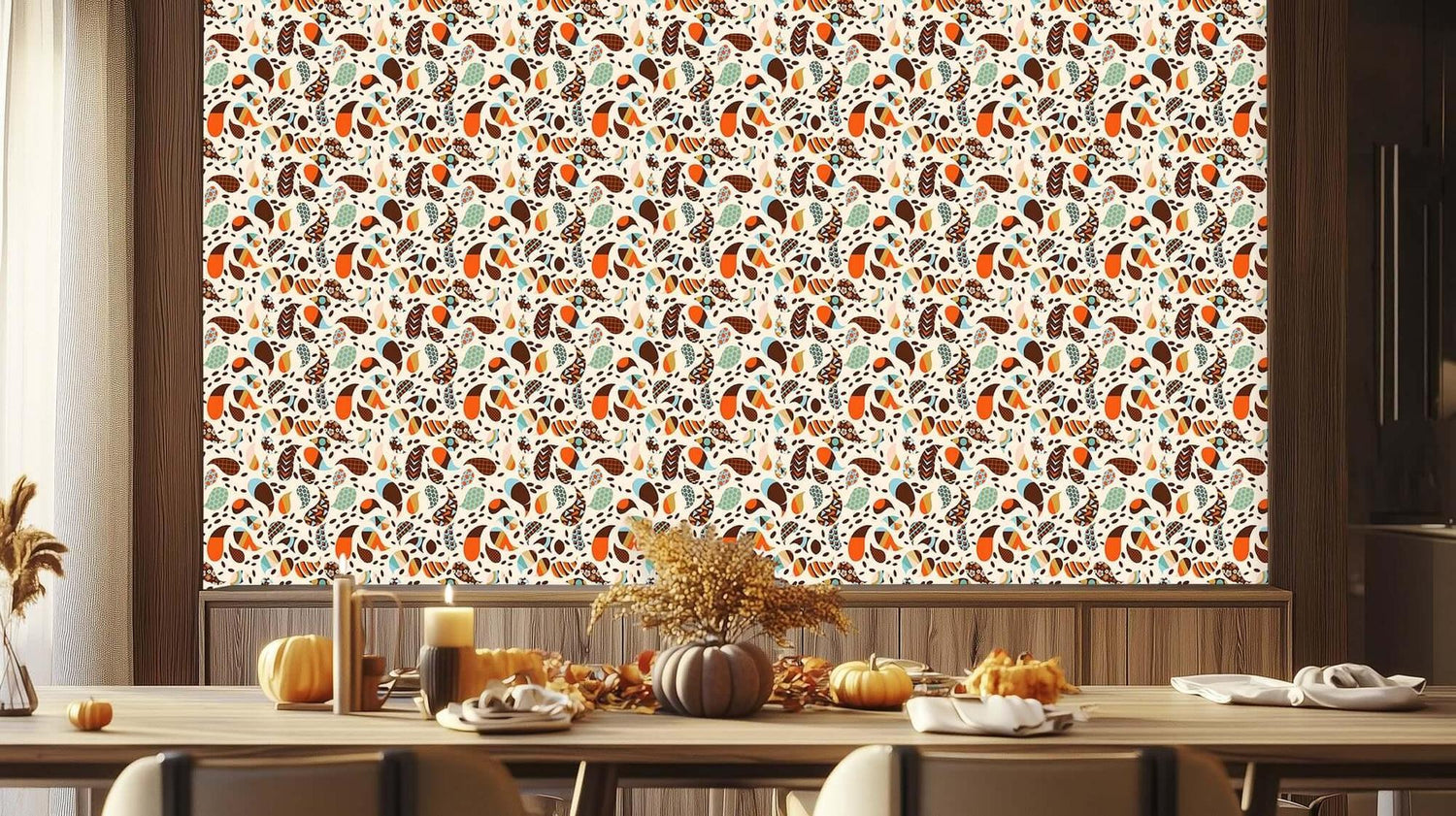 Whimsical Botanical Shapes wallpaper mural - XWALLX