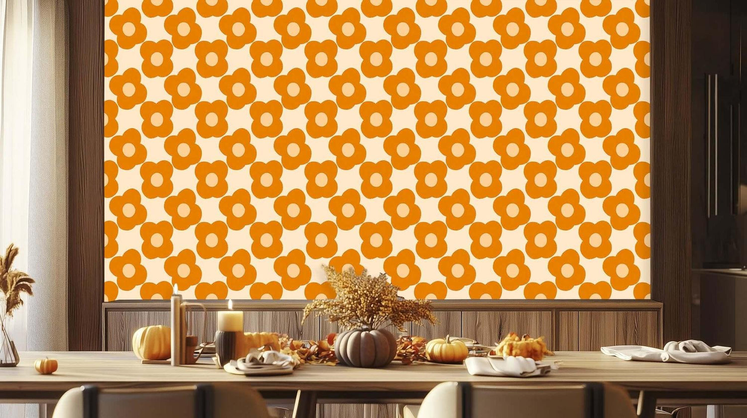 Retro Floral Pattern wall mural Mural wallpaper - XWALLX