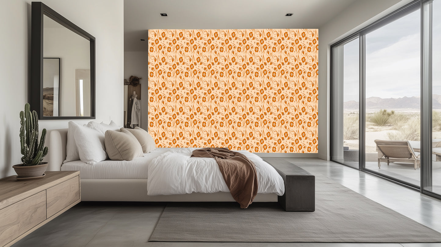 Warm Floral Inspiration wallpaper mural - XWALLX