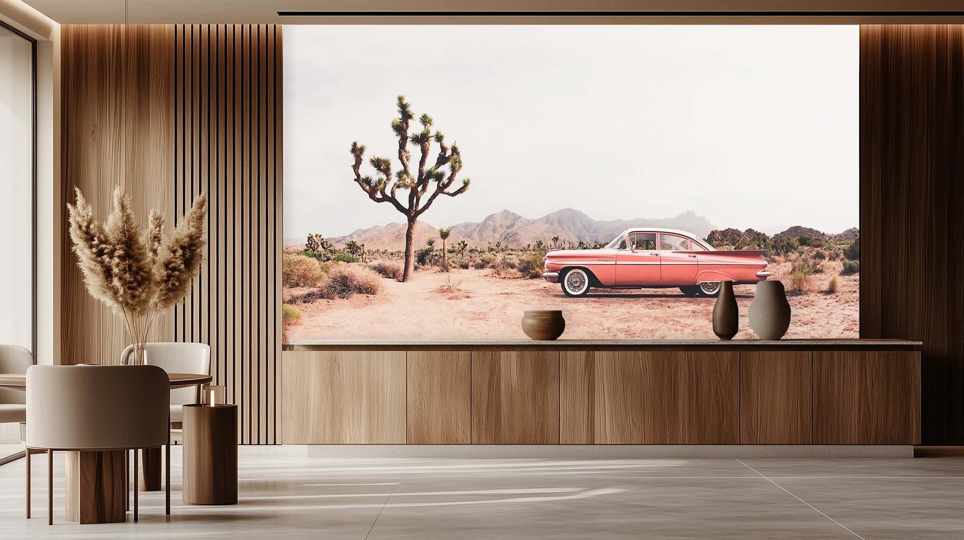 Vintage Pink Car Under Joshua Trees wallpaper - XWALLX