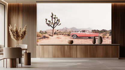 Vintage Pink Car Under Joshua Trees wallpaper - XWALLX