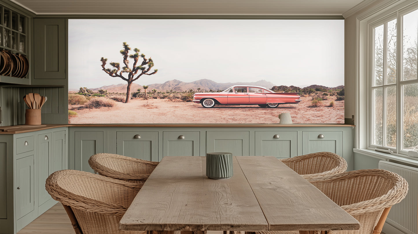 Vintage Pink Car Under Joshua Trees wall decor - XWALLX