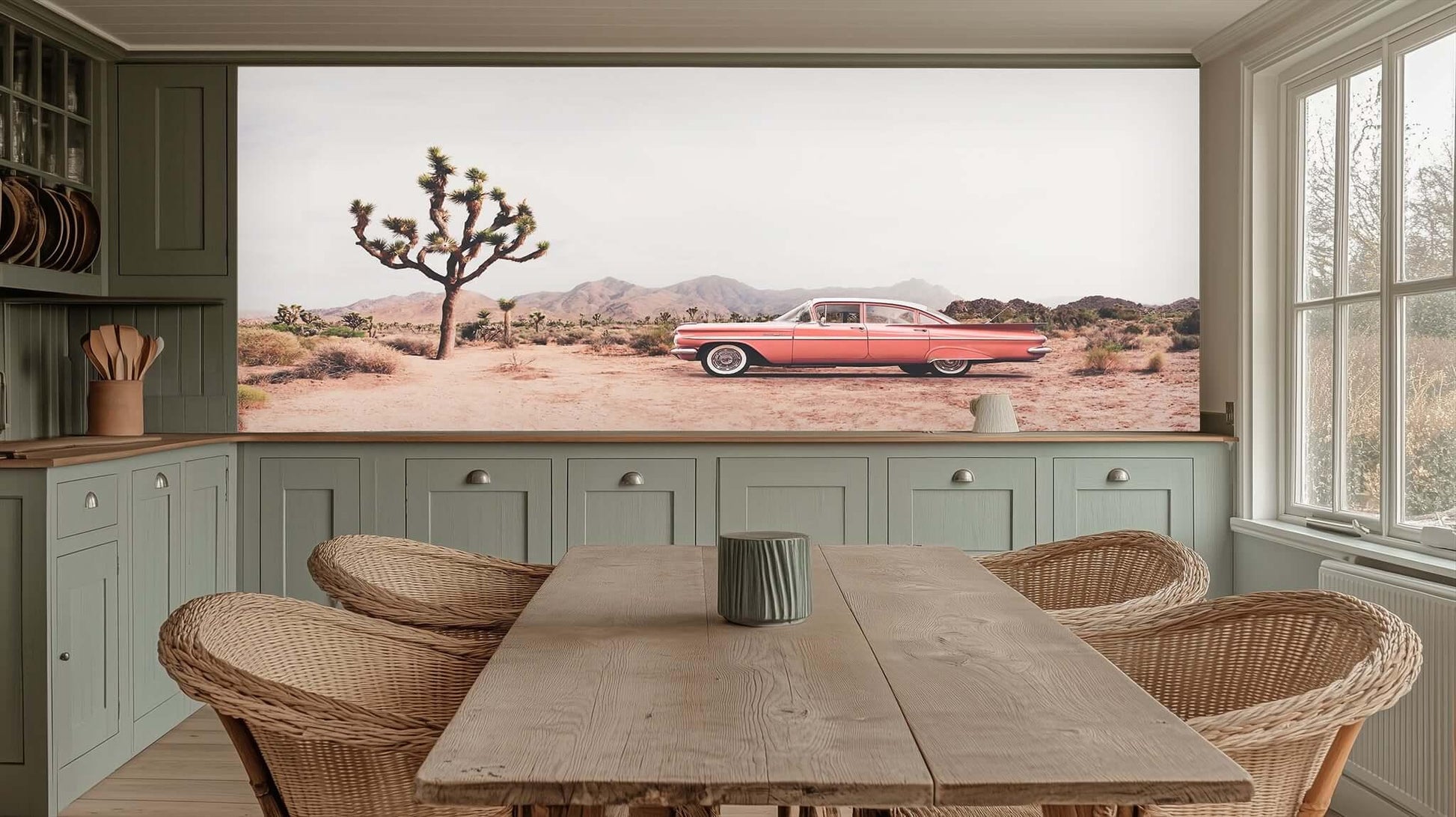 Vintage Pink Car Under Joshua Trees wall decor - XWALLX