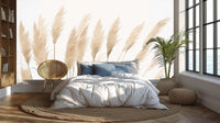 Elegant Pampas cream Grass white Wall Mural for Serene Interiors wall mural 