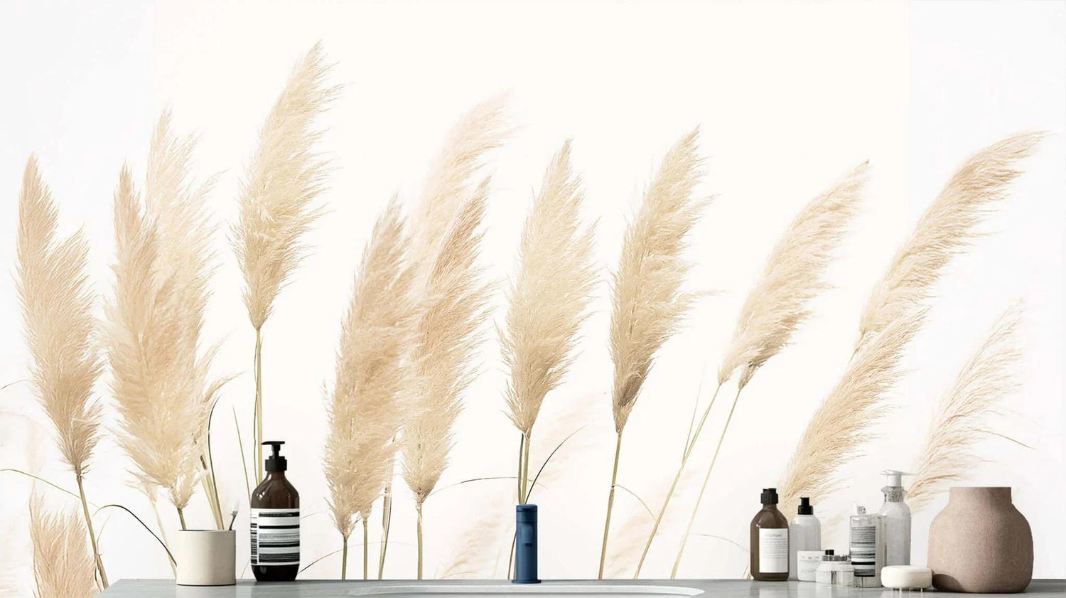 Elegant Pampas Grass Wall Mural for Serene Interiors wallpaper - XWALLX