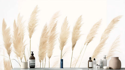 Elegant Pampas Grass Wall Mural for Serene Interiors wallpaper - XWALLX