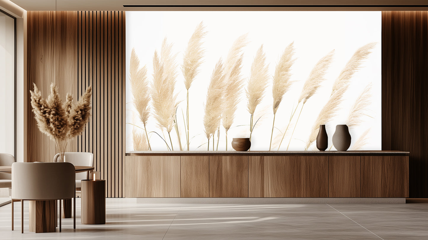 Elegant Pampas Grass Wall Mural for Serene Interiors wall art - XWALLX