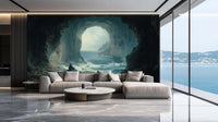 seaside cave wallpaper mural for a boys ocean room