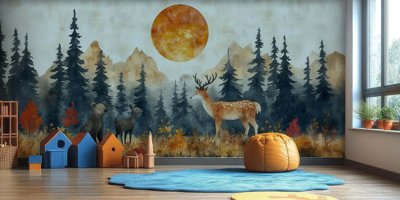 Serene Wooodland Animals duvar sanatı - XWALLX