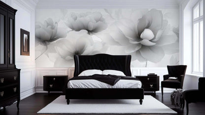 Grayscale Flower wallpaper mural - XWALLX