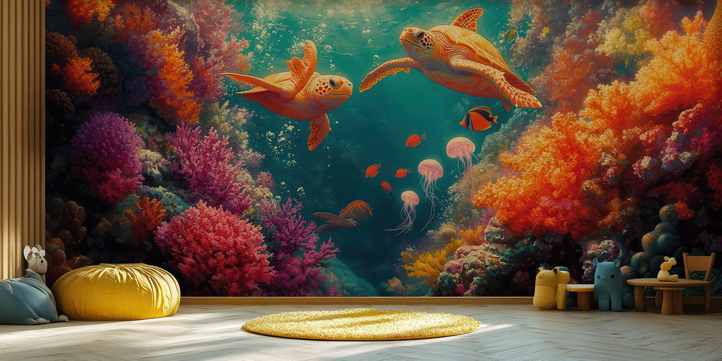 Enchanting Sea Turtle wallpaper mural - XWALLX